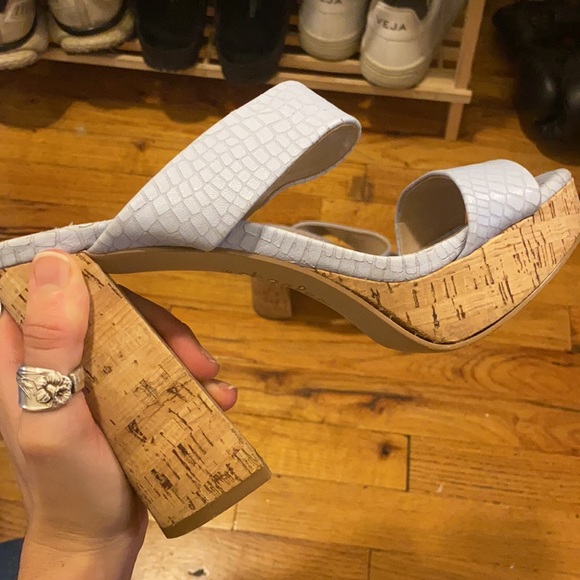 Baby blue Charles David double strap heels - Picture 3 of 5